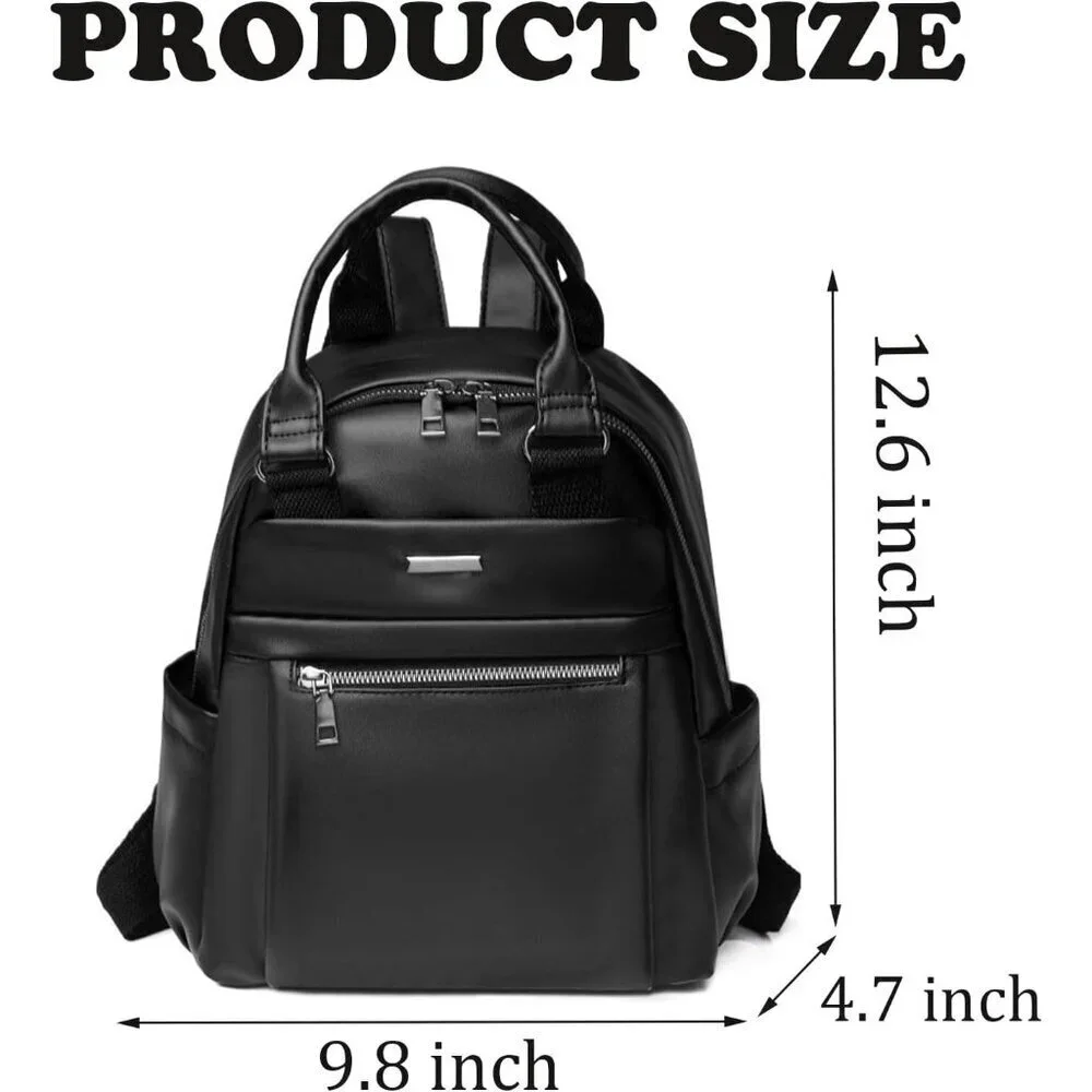 Mini Nylon Backpack for Women Lightweight Travel Purse E Black Small Trendy Bag